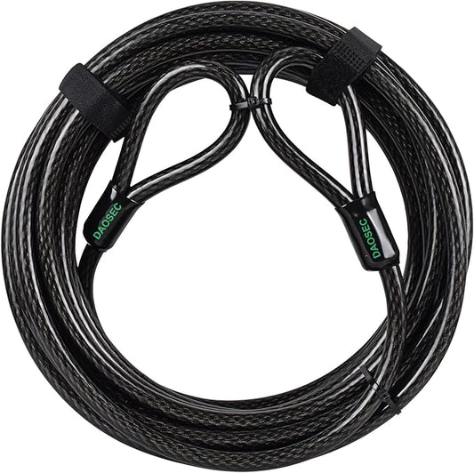 33 ft x 1/2" Heavy Duty Cut-Proof Security Cable | Flexible Vinyl-Coated Braided Steel with Looped Ends | Weatherproof Anti-Theft Locking Cable for Bikes, Gates, Kayaking & Outdoor Equipment