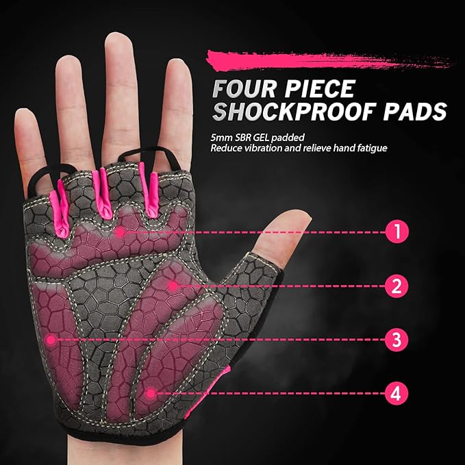 Bike Gloves for Men Women with Anti-Slip Shock-Absorbing Pad, Light Weight Half-Finger Cycling Gloves