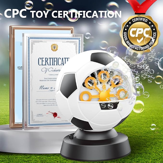 Soccer Bubble Machine, Toy for Ages 5-7 Year Olds, Kids & Toddlers, Birthday Gift for 3 4 5 6 7 8 Year Old Boys Girls, Suitable for Party, Outdoor & House Activities with Bubbles