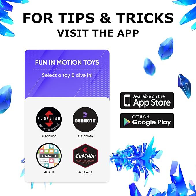 SHASHIBO Shape Shifting Box - Award-Winning Fidget Toy w/ 36 Rare Earth Magnets - Fidget Cube Transforms Into Over 70 Shapes, Sensory Toy Gift for Kids, Teens, and Adults (Blue Crystal)