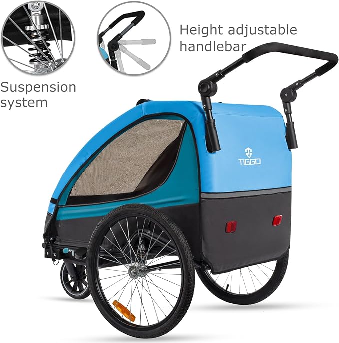 TIGGO VS Suspension Bike Trailer & Stroller 2 in 1 Double Seat for Toddlers, Kids, Child Bicycle Carrier Jogger