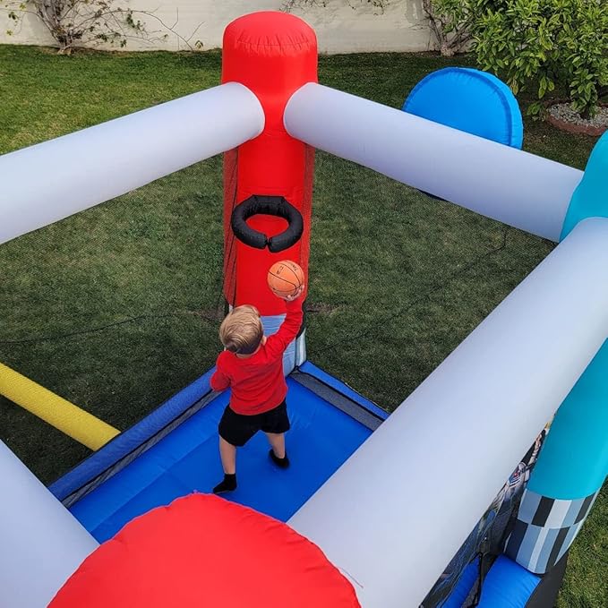 Funormous Star Wars Bounce House with Slide, Indoor Outdoor Darth Vader Inflatable Luke Skywalker Lightsaber Fun Bouncy Castle for Kids Ages 3-8 Years Old