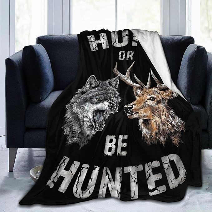 Hunting Blanket Gifts for Men Dad Wolf Deer Throw Blankets Cozy Plush Fleece Hunters Decor Flannel Fuzzy for Couch Chair Bed 60"X50"