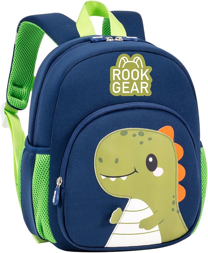 Lightweight and breathable children's dinosaur schoolbag, made of SBR diving fabric, suitable for kindergarten backpacks (black, Large)