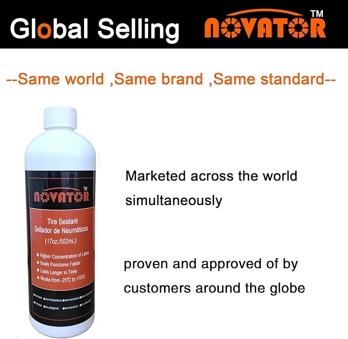 NOVATOR Endurance Bike Tire Sealant for Tubeless, Tubulars, Tubes, Seals Faster, Lasts Longer, Micro-Fiber for MTB, Road, Gravel Bicycle Tires