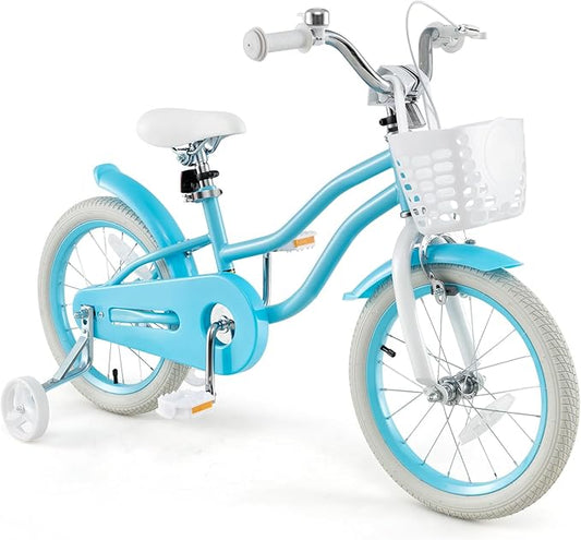 HONEY JOY Kids Bike, 12 14 16 18 20 Inch Toddler Bikes w/Training Wheels, Handbrake & Coaster Brake, Fully Enclosed Chain, Adjustable Handlebar & Seat, Kids Bicycle w/Basket, Girls Boys Bike 3-8