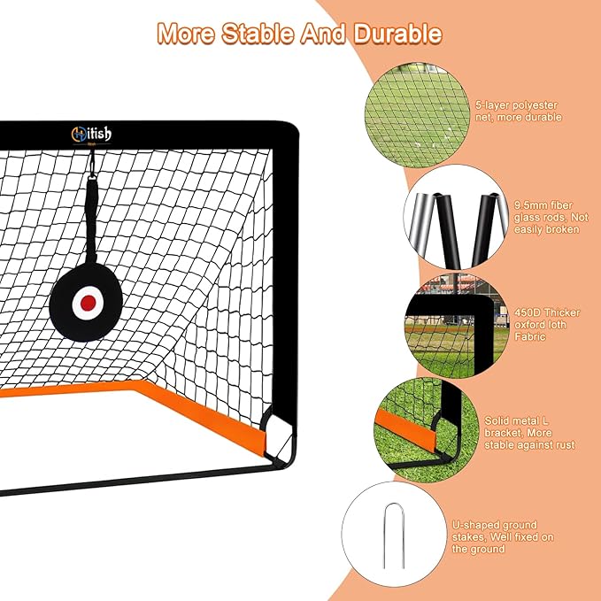 Kids Soccer Goals for Backyard - Portable Pop Up 4x3FT Soccer Nets for Toddler Age 3-5 6-8 8-10 10-12 - Youth Soccer Goal Training Equipment Practice Set - Target Soccer Game Gift for Outdoor