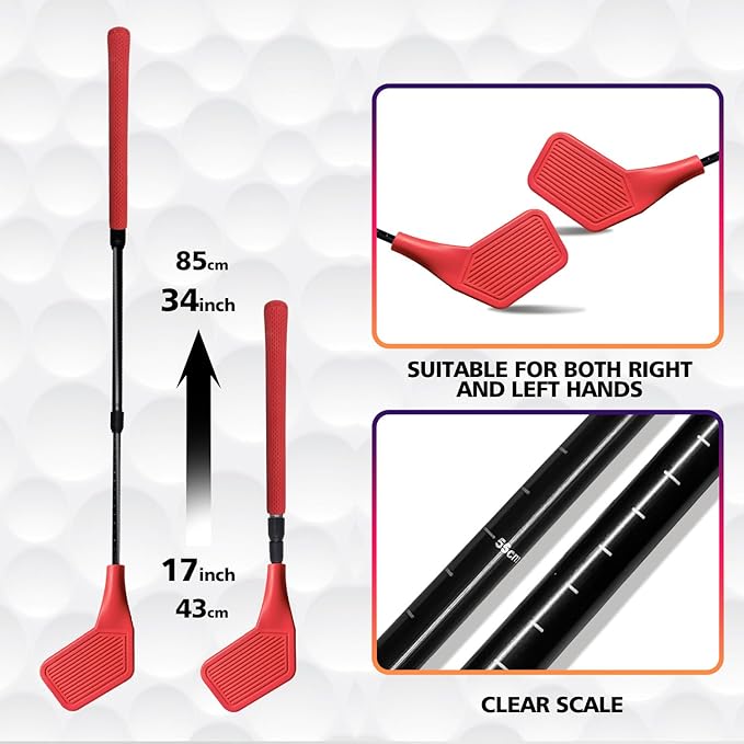 Kids Golf Club Set, Adjustable Backyard Outdoor Indoor Golf Clubs with Oversized Club Heads for Kids, Juniors, and Family Play Golf Game in Parks, Grass, Yards (Red)