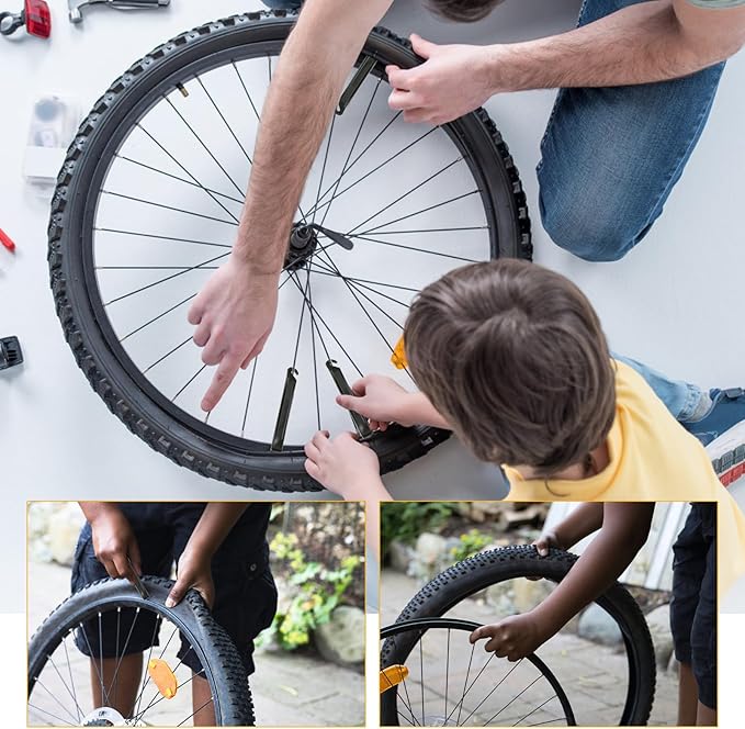 6 Pcs Bicycle Tire Levers Repair, Portable Durable Bike Changing Tire Spoon, Premium ABS Removal Tubular with Ergonomical Molded Texture Handle Bump, Biking Lover for Road Mountain (Black)