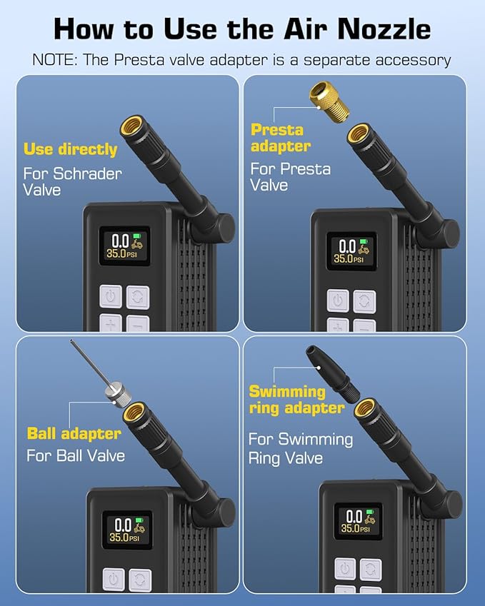 Mini Electric Bike Pump, 29s Fast Inflation, 150PSI Portable Bike Air Pump with Pressure Gauge, Presta and Schrader Valves, Suitable for Road Bikes, Mountain Bikes, Motorcycles, and Balls