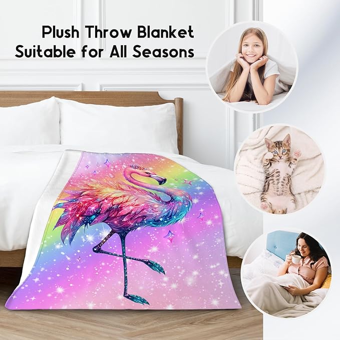 Blanket for Kids, Flamingo Blankets for Girls Toddler, 40"x50" Cute Cozy Fleece Throws Gifts for Daughter