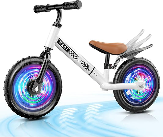 Toddler Balance Bike for 2-5 Year Old,Kids Balance Bike with Fender,Kids Bicycle for 2 3 4 5 Years Old Boy Girl Birthday Christmas Toy Gift,Adjustable Seat/Handlebar,Flat-Free LED Tires,10Min Assembly