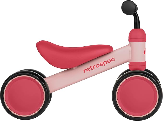 Retrospec Cricket Baby Walker Balance Bike with 4 Wheels for Ages 12-24 Months - Baby Toys & Toddler Toys for 1 Year Olds - Ride On Bicycle - Boys & Girls