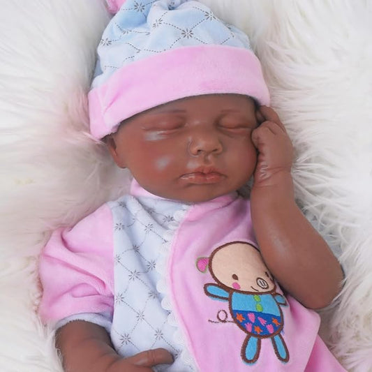 18.9 in Full Silicone Reborn Baby Dolls, 1:1 Lifelike Newborn Dolls Non Vinyl Realistic Reborn Toddler Dolls Boy Washable Sleeping Doll