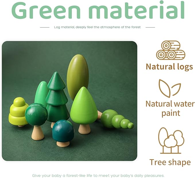 Wooden Tree Toy Pack of 8 Wood Miniature Tree Set Various Sizes Natural Wooden Trees Mini Trees for Home Decor and Crafts Garden Accessories Creative Gift for 36+ Months