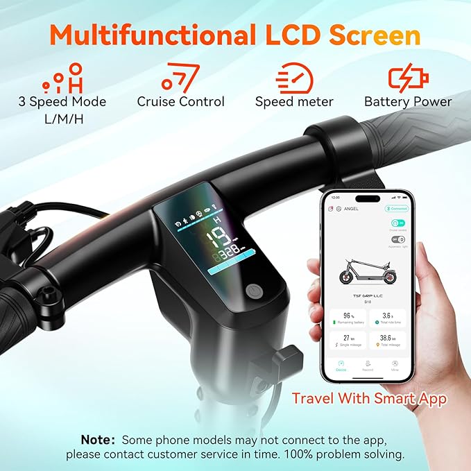 TST Electric Scooter for Adult, Up to 19 MPH and 20 Miles Long Range E Scooter, 8.5"/10" Solid and Pneumatic Tire, Portable Folding EScooter with Dual Brakes, Commuting Escooter App Control