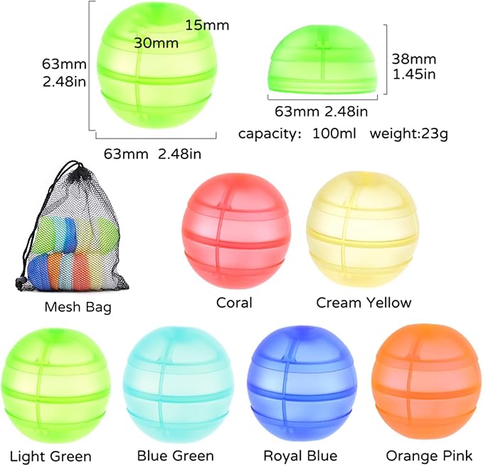 Reusable Water Balloons for Kids, 12PCS Refillable Latex-Free Silicone Water Bomb with Mesh Bag, Summer Toys Beach toys Swimming Pool Party Supplies Bath Toy Outdoor Idea Gift for Kids