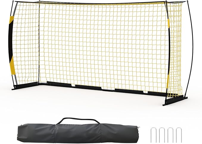 12x6 FT Soccer Goal for Backyard, Portable Soccer Net with Sturdy Metal Base, Easy Assembly Soccer Training Equipment for Indoor Outdoor Use, Collapsible with Carry Bag