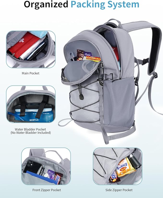 ECOHUB Small Hiking Backpack for Men Women, 20L Lightweight Travel Backpacks Water Resistant Camping Cycling Hiking Daypack