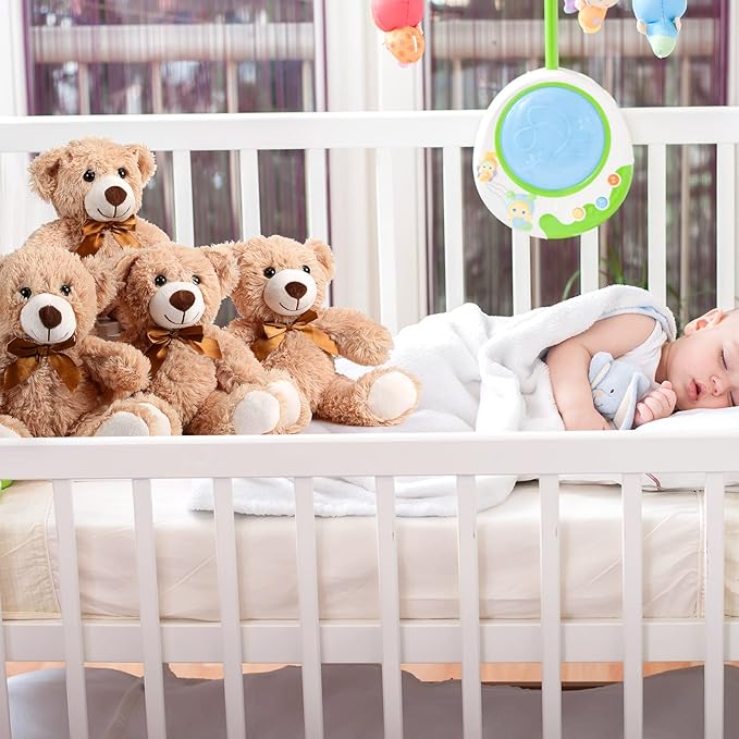 Civaner 4 Pack 14 Inches Bear Plush Stuffed Animals Operation Christmas Cute Soft Bears Gifts Bulk for Girls Boys Girlfriend(Light Brown)