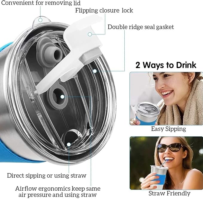 Stainless Steel Kids Cups, 6 Pack 16oz Leak Proof Kids Straw Cup Sippy Tumblers with Lid and Straw, Unbreakable Water Drinking Glasses, BPA-Free Metal Mug for Toddler Children Adult Indoor Outdoor