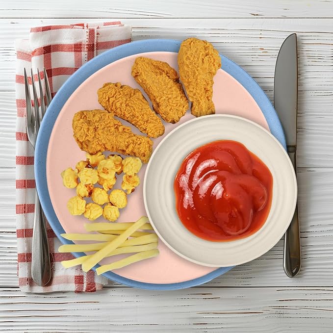 Wrova Wheat Straw Dinnerware Sets 40PCS, Unbreakable Plates and Bowls Sets Service for 8, Microwave and Dishwasher Safe Dish Set, Dinning Plates/Cereal Bowls/Drinking Cups for Kitchen,Camping-Nordic