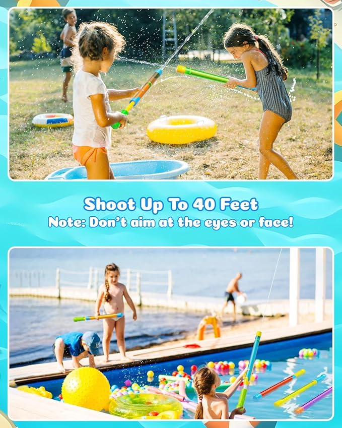 Water Gun Squirt Toys for Kids Adults: Shoot Up to 40 Feet - Outdoor Super Blaster Water Guns for Kids Age 3-4-5-8-12 Bulk - Fun Water Squirter Toy for Swimming Pool Beach Summer Outside Party Games