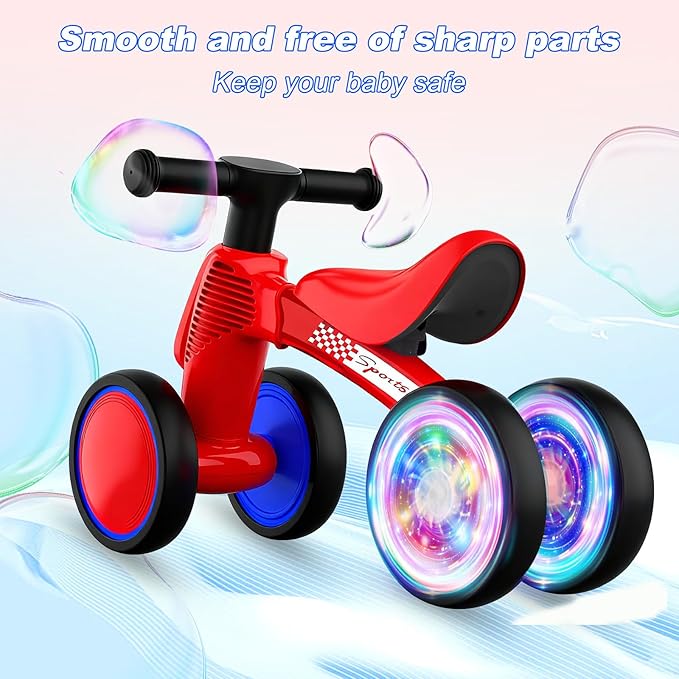 Colorful Lighting Baby Balance Bike Toys for 1 Year Old Boy Girl Gifts, 10-36 Month Toddler Balance Bike, No Pedal 4 Silence Wheels & Soft Seat First Bike, One Year Old Boy Girl Birthday Gifts.