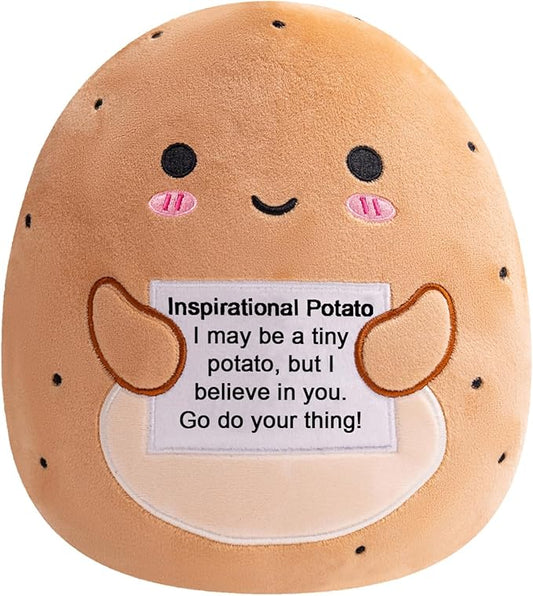 Potato Plush, Cute Potato Stuffed Animal, Positive Doll Funny Reduce Pressure Toy Cheer Up Gifts for Girls Boys Party Decor 10"