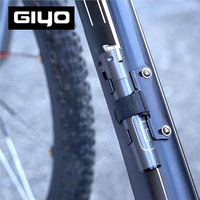 GIYO Small Bike tire Pump Schrader & Presta Valve for MTB 80 PSI Telescopic Barrel All Metal CNC Portable Mini Bike Pump Secure Valve Lock for Easy Pumping | Taiwan Made GM043