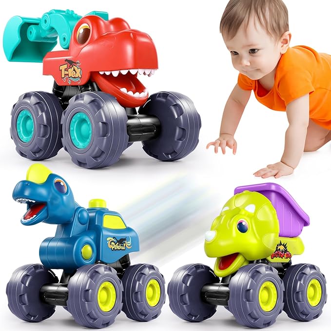 OCATO Dinosaur Monster Trucks for Toddlers 2-4 Years Kids Toy Boys 3-5, Dinosaur Toys for Kids 2 3 4 5 Year Old Boy Girl Birthday Gift Xmas Stocking Stuffers Baby Toddler Boy Toys Gifts Age 2 3 4