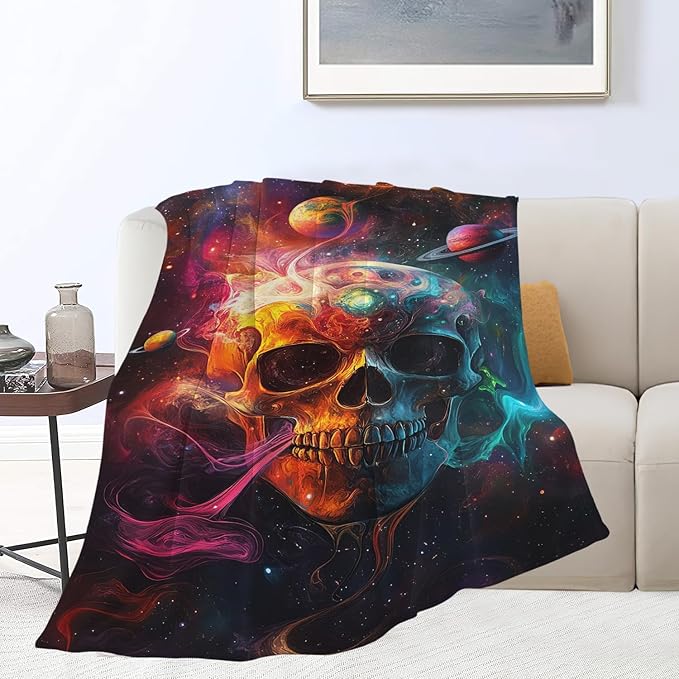 Skull Blanket Skeleton Throw Blanket Gifts for Women Girls Men Boys Kids Adults Super Soft Cozy Plush Fluffy Fuzzy Fleece Blanket Decor 40''X50''