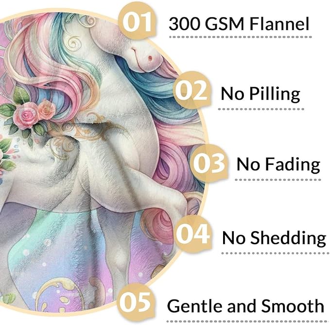 Unicorn Blanket for Girls, 60 x 80 Inches Twin Size Women Blanket - Soft Fuzzy Plush Throws Gifts - Aesthetic Colorful Unicorn Throw for Bed, Living Room