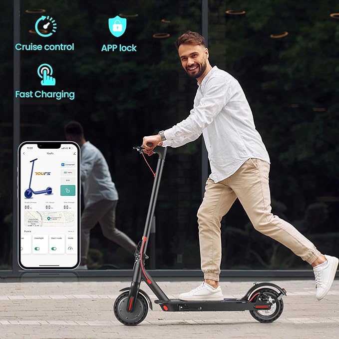 Caroma Electric Scooter,630W Peak Motor,20 MPH Max Speed & 18 Miles Long Range,8.5" Solid Tires,Dual Braking System with Cruise Control,Foldable E-Scooter with Smart APP Lock for Adults and Teens