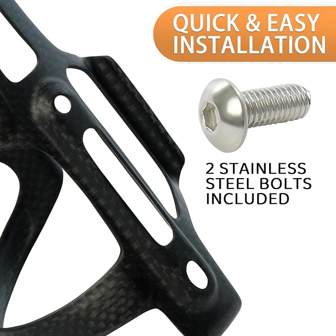 BRKURLEG Ultra-Light Carbon Fiber Water Bottle Cage with Screws Tool, Bike Water Bottle Cage Holder Brackets for Road Bike MTB Mountain Cycling Black Matte