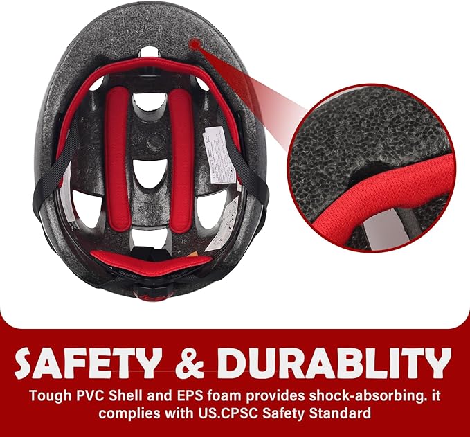 Kids Toddler Bike Helmet, Adjustable Boys Girl Helmets from Baby to Children(Age 1-8), Multi Sports for Bicycle Skate Scooter with LED Light