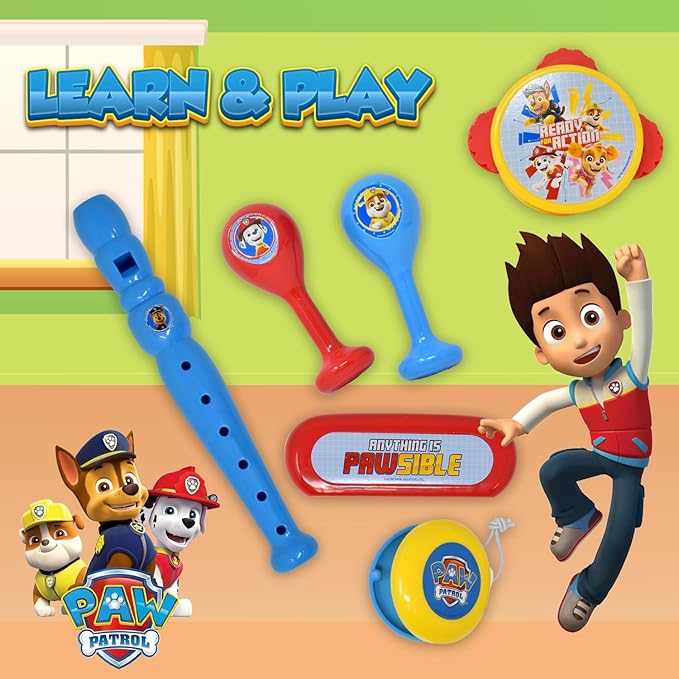 Paw Patrol Musical Instruments Toddlers Kids Music Toy Set Percussion Instrument Tambourine Maracas Recorder Flute for Children Preschool Education