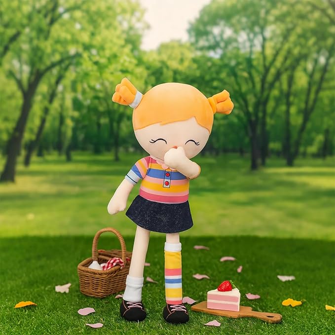 Soft Baby Doll Toys (16'') Baby Rag Doll for Girls Birthday Gift Christmas Plush Toys Gift for Toddler Kids (Orange)