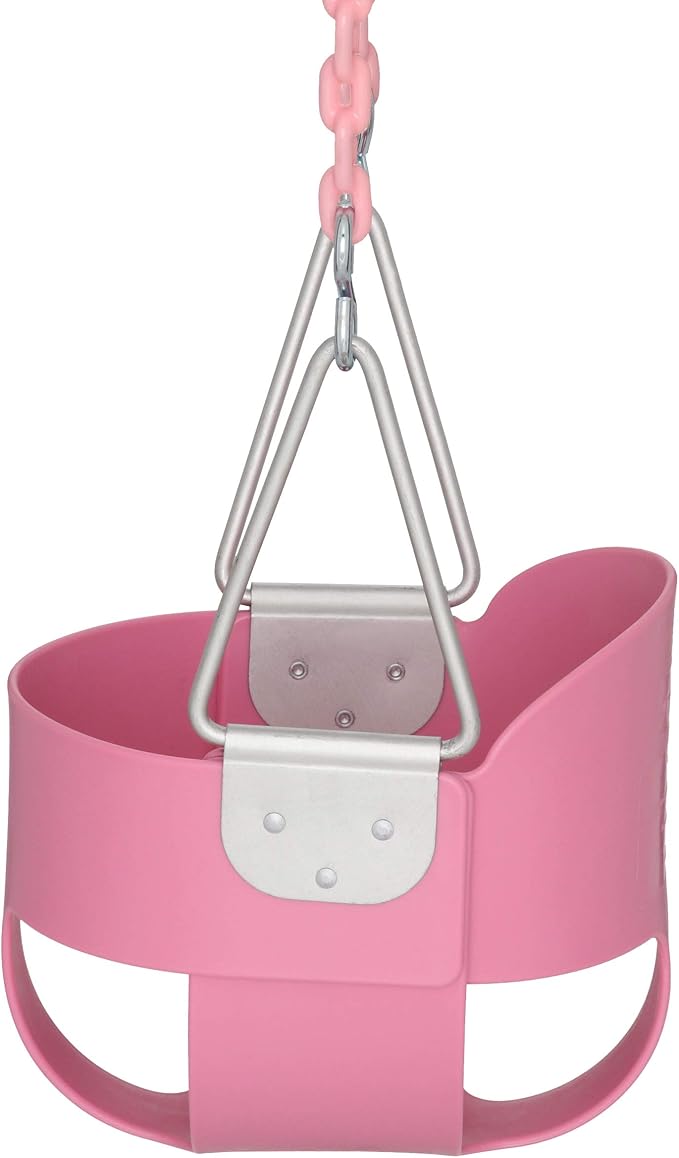 Gorilla Playsets 04-0008-PK/PK Full Bucket Toddler Swing, Pink Bucket, Pink 60" Plastic Coated Chains, 50 lb Capacity