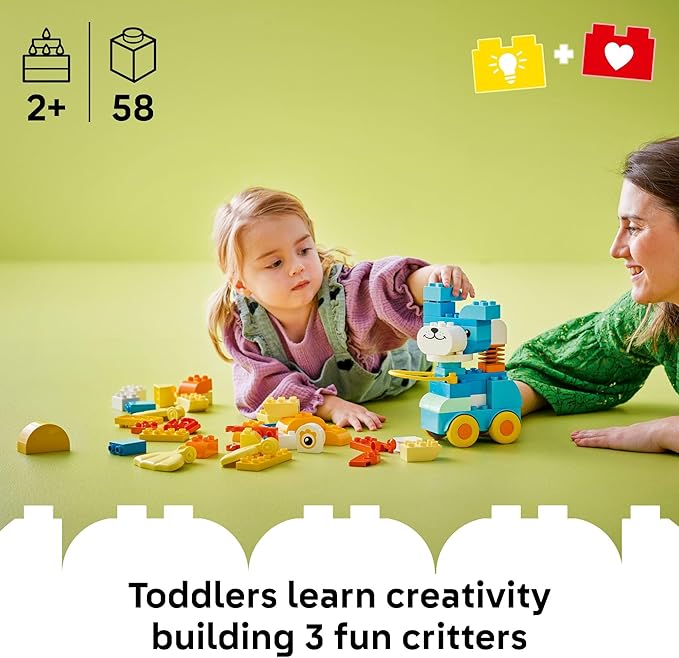 LEGO DUPLO Town 3 in 1 Animals on Wheels Building Toy - Learning Play Set for Toddler Boys & Girls, Ages 2+ - Building Blocks for Sensory Skills Practice - Gift for Christmas - 10448