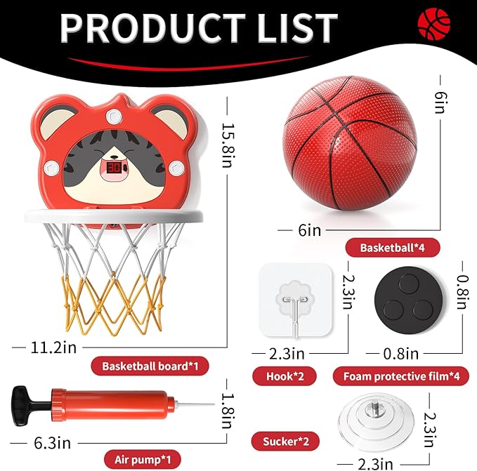 Toddler Basketball Hoop Indoor Toys Gifts for 3 4 5 Year Old Boys Kids, Indoor Mini Scoring Basketball Hoop for Toddler Kids Boys Ages 3-5 4-6, Ideal 3 4 5 6 Year Old Boys Birthday Gifts