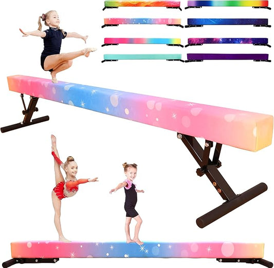 Adjustable Balance Beam 8 ft Gymnastic Beam Adjustable Height for Kids and Teenage of All Gymnastic Levels, Gymnastic Training Beam Gymnastic Equipment for Athlete Home and Gym Club Use