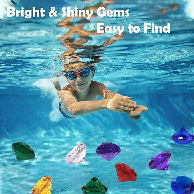 6PCS 60mm Extra Big Diving Gems Pool Toys - Colorful Diamond, Underwater Swim Training Gift for Kids, Summer Water Pool Game Set
