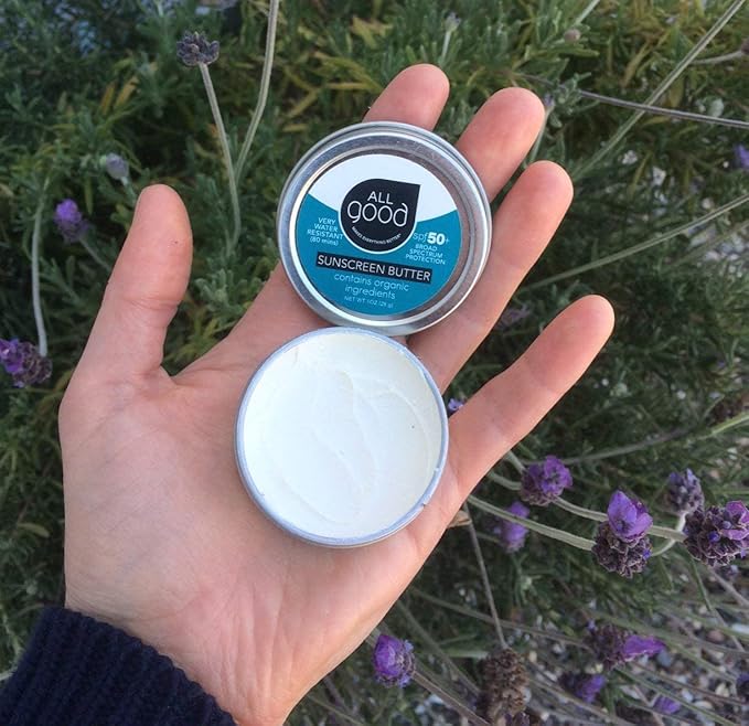 All Good Sunscreen - Zinc Oxide Sunscreen - Travel Size SPF 50+, Water Resistant for Face, Nose, Ears 1 oz (2-pack)