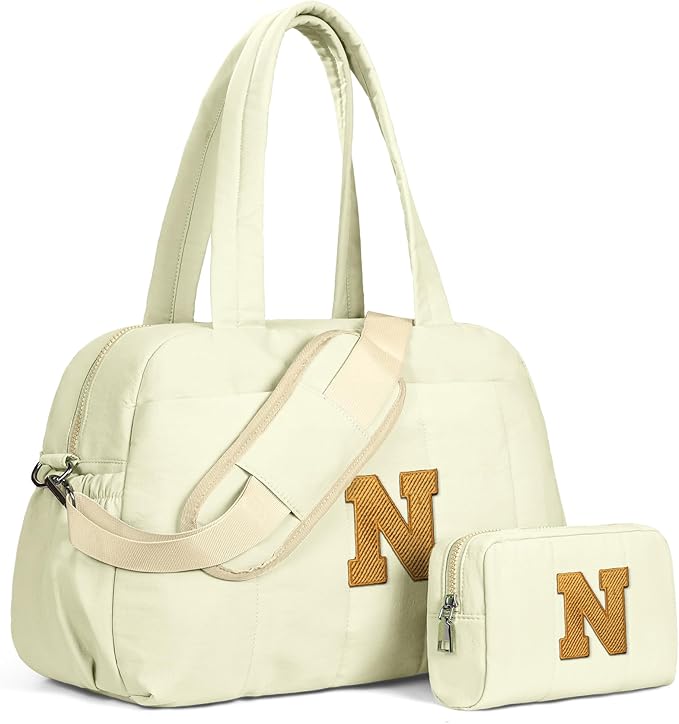 Christmas Gifts for Grandkids-Duffle Bag for Travel, Travel Bags，Teenage Girls Gift Ideas-Initial Overnight Bag with Wet Pocket，Weekender Bags Personalized Gym Tote with Makeup Pouch