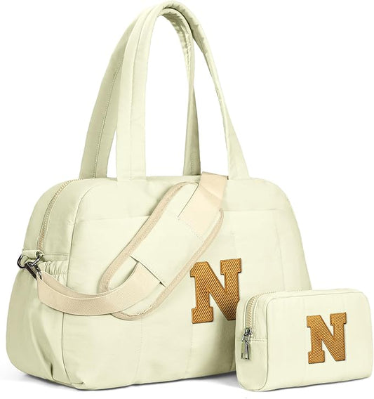 Christmas Gifts for Grandkids-Duffle Bag for Travel, Travel Bags，Teenage Girls Gift Ideas-Initial Overnight Bag with Wet Pocket，Weekender Bags Personalized Gym Tote with Makeup Pouch