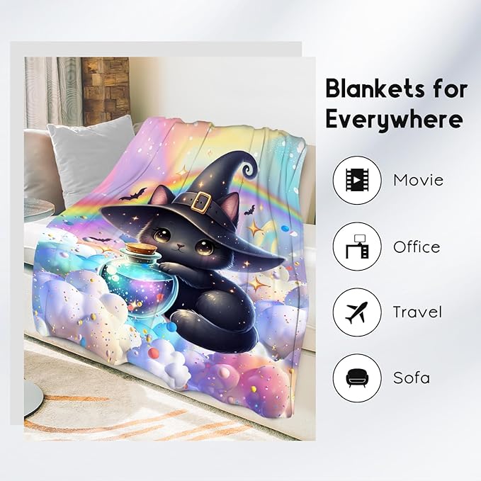 Kids Blankets Blanket Gifts for Cat Lovers - 60x80 Inches Cozy Soft Flannel Throw for Girls