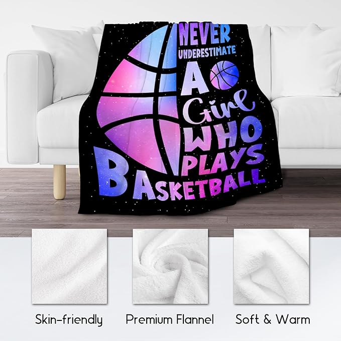 Basketball Blanket for Girls, Basketball Gifts for Girls, Sport Throw Blankets for Team Daughter & Her, Kids Throws for Couch Sofa Home Decor (30x40 Inch)