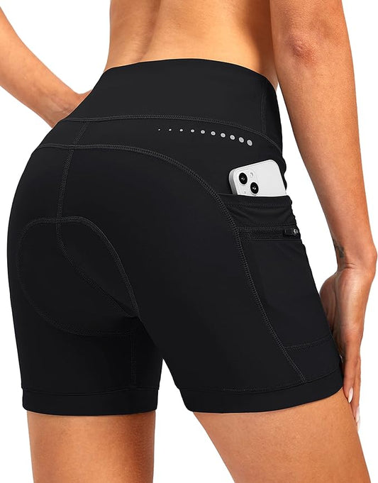 Women's 4D Padded Bike Shorts 5"/7" Riding Underwear Cycling Bicycle Road Biking Cycle Shorts for Women Zipper Pockets