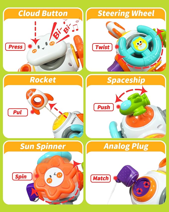 Montessori Sensory Toys for Toddlers, Activity Busy Cube for 18 Months 2 3 Year Old Boy Girl, Travel Plane Cars Learning Educational Toys for Baby Toddler Birthday Gifts